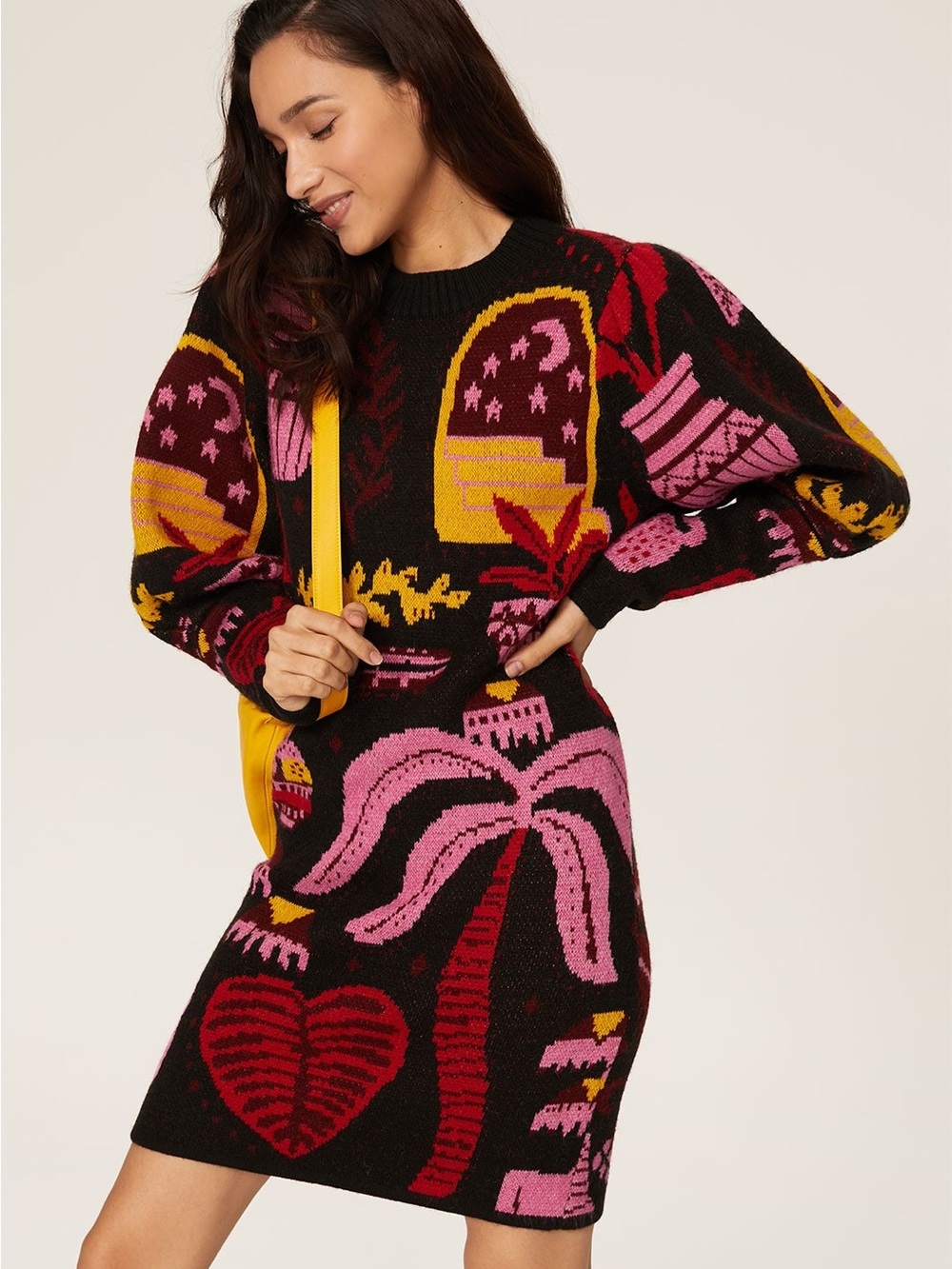FARM Rio Tropical Magic Sweater Dress Wool Blend boho artsy Size Medium
